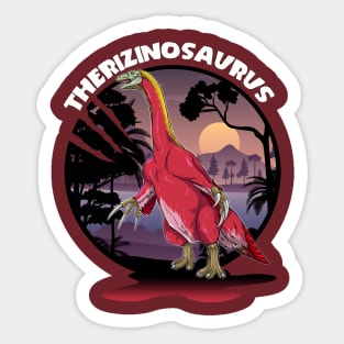 Therizinosaurus Dinosaur Design With Background Sticker